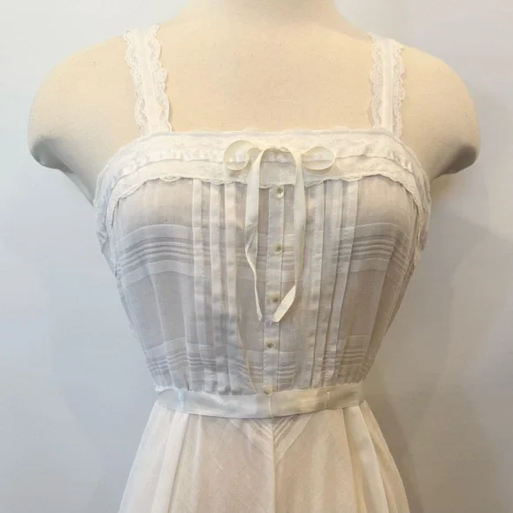 Jodi T Vintage Prairie Peasant White 70s Maxi Gown Long Dress Vest Shrug 2Pc Set - Picture 6 of 11